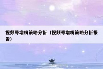 视频号增粉策略分析（视频号增粉策略分析报告）