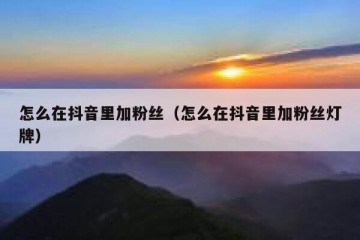 怎么在抖音里加粉丝（怎么在抖音里加粉丝灯牌）