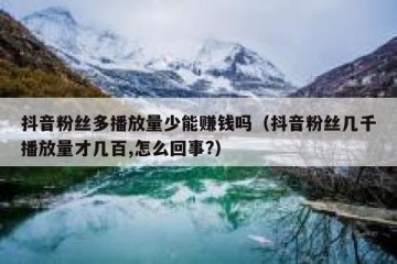 抖音粉丝多播放量少能赚钱吗（抖音粉丝几千播放量才几百,怎么回事?）