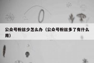 公众号粉丝少怎么办（公众号粉丝多了有什么用）