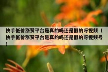 快手低价涨赞平台是真的吗还是假的呀视频（快手低价涨赞平台是真的吗还是假的呀视频号）
