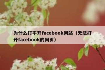 为什么打不开facebook网站（无法打开facebook的网页）