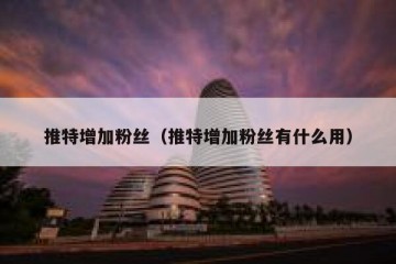 推特增加粉丝（推特增加粉丝有什么用）