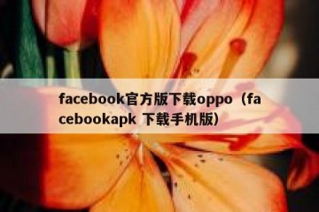 facebook官方版下载oppo（facebookapk 下载手机版）