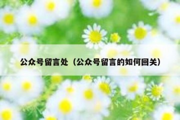 公众号留言处（公众号留言的如何回关）