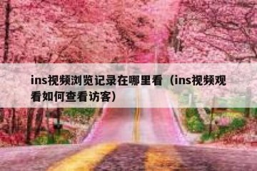 ins视频浏览记录在哪里看（ins视频观看如何查看访客）