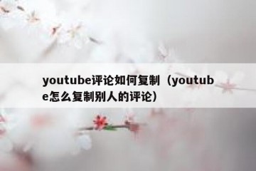 youtube评论如何复制（youtube怎么复制别人的评论）