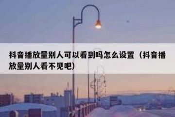 抖音播放量别人可以看到吗怎么设置（抖音播放量别人看不见吧）