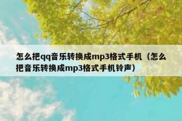 怎么把qq音乐转换成mp3格式手机（怎么把音乐转换成mp3格式手机铃声）