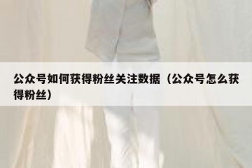 公众号如何获得粉丝关注数据（公众号怎么获得粉丝）