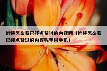 推特怎么看已经点赞过的内容呢（推特怎么看已经点赞过的内容呢苹果手机）