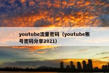 youtube流量密码（youtube账号密码分享2021）