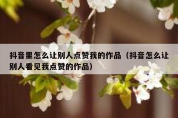 抖音里怎么让别人点赞我的作品（抖音怎么让别人看见我点赞的作品）