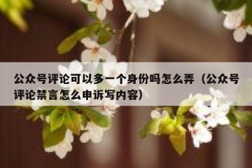 公众号评论可以多一个身份吗怎么弄（公众号评论禁言怎么申诉写内容）