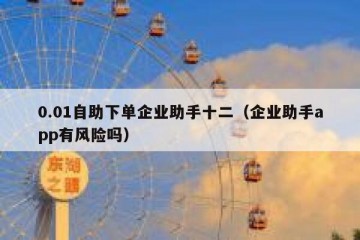 0.01自助下单企业助手十二（企业助手app有风险吗）