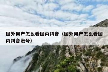 国外用户怎么看国内抖音（国外用户怎么看国内抖音账号）