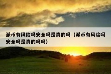 派币有风险吗安全吗是真的吗（派币有风险吗安全吗是真的吗吗）