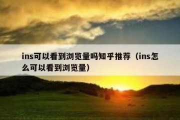 ins可以看到浏览量吗知乎推荐（ins怎么可以看到浏览量）