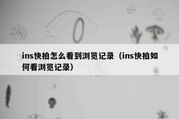 ins快拍怎么看到浏览记录（ins快拍如何看浏览记录）