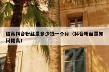 提高抖音粉丝量多少钱一个月（抖音粉丝量如何提高）