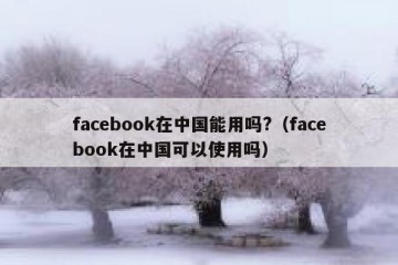 facebook在中国能用吗?（facebook在中国可以使用吗）