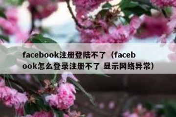 facebook注册登陆不了（facebook怎么登录注册不了 显示网络异常）