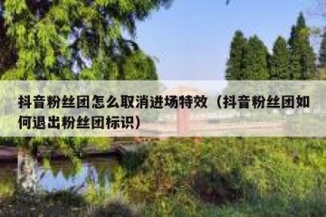 抖音粉丝团怎么取消进场特效（抖音粉丝团如何退出粉丝团标识）