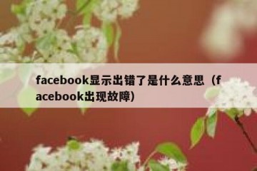 facebook显示出错了是什么意思（facebook出现故障）