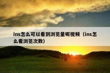 ins怎么可以看到浏览量呢视频（ins怎么看浏览次数）