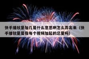 快手播放量加几是什么意思啊怎么弄出来（快手播放量是指每个视频加起的总量吗）