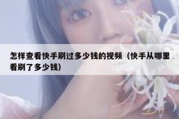 怎样查看快手刷过多少钱的视频（快手从哪里看刷了多少钱）