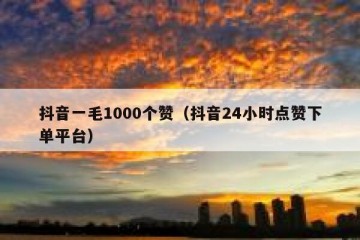 抖音一毛1000个赞（抖音24小时点赞下单平台）