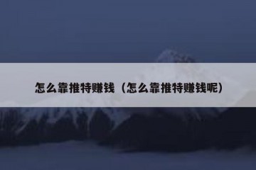 怎么靠推特赚钱（怎么靠推特赚钱呢）