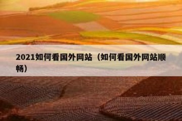 2021如何看国外网站（如何看国外网站顺畅）