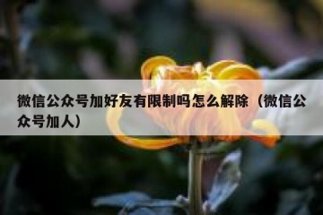 微信公众号加好友有限制吗怎么解除（微信公众号加人）