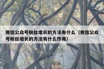 微信公众号粉丝增长的方法有什么（微信公众号粉丝增长的方法有什么作用）