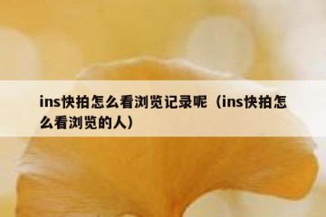 ins快拍怎么看浏览记录呢（ins快拍怎么看浏览的人）