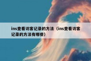 ins查看访客记录的方法（ins查看访客记录的方法有哪些）