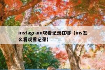 instagram观看记录在哪（ins怎么看观看记录）