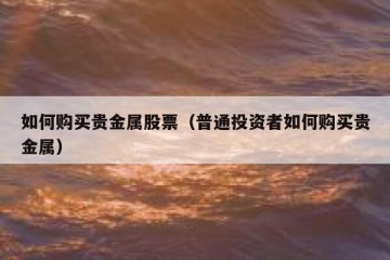 如何购买贵金属股票（普通投资者如何购买贵金属）