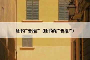脸书广告推广（脸书的广告推广）