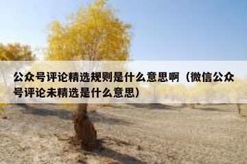 公众号评论精选规则是什么意思啊（微信公众号评论未精选是什么意思）