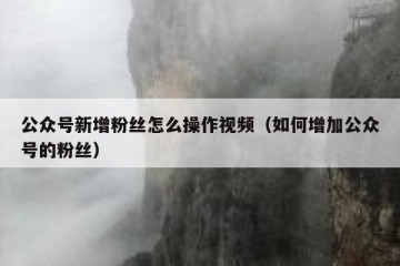 公众号新增粉丝怎么操作视频（如何增加公众号的粉丝）