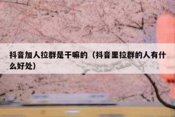 抖音加人拉群是干嘛的（抖音里拉群的人有什么好处）