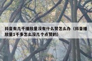 抖音有几千播放量没有什么赞怎么办（抖音播放量1千多怎么没几个点赞的）