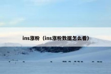 ins涨粉（ins涨粉数据怎么看）