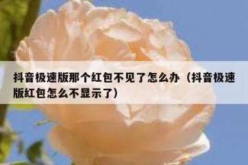 抖音极速版那个红包不见了怎么办（抖音极速版红包怎么不显示了）