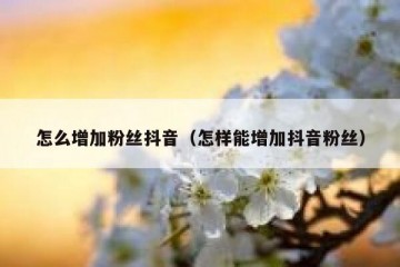 怎么增加粉丝抖音（怎样能增加抖音粉丝）