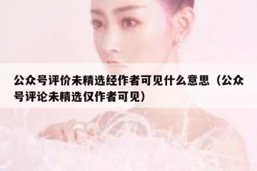 公众号评价未精选经作者可见什么意思（公众号评论未精选仅作者可见）