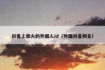 抖音上很火的外国人id（外国抖音网名）
